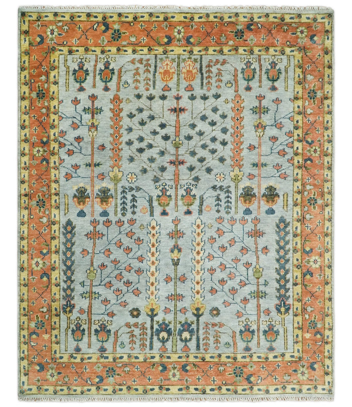 8x10, 9x12, 10x14 and 12x15 Hand Knotted Rust and Blue Traditional Persian Vintage Heriz Serapi Wool Rug | TRDCP204 - The Rug Decor