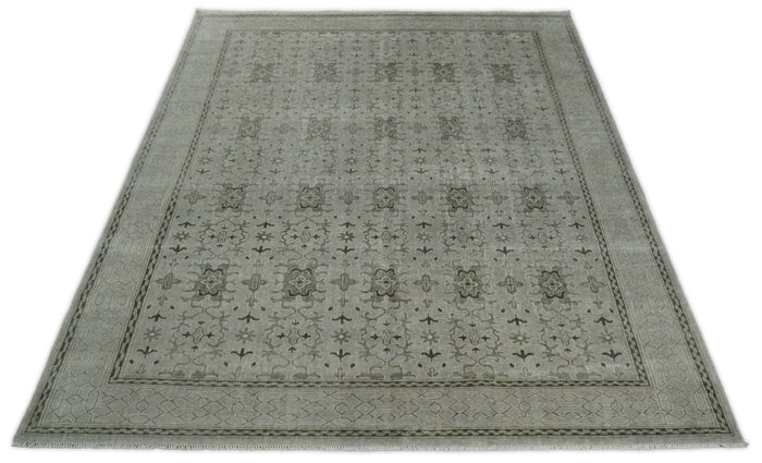8x10, 9x12 and 10x14 Hand Knotted Wool Blend Silver and Brown Area Rug | EMP7 - The Rug Decor