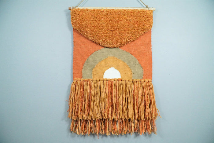 Hand Woven Wool Tapestry Terracotta Bohemian Modern Wall Hanging | WH11 - The Rug Decor