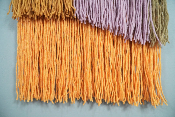 Hand Woven Wool Tapestry White, Blue and Gold Bohemian Modern Wall Hanging | WH12 - The Rug Decor