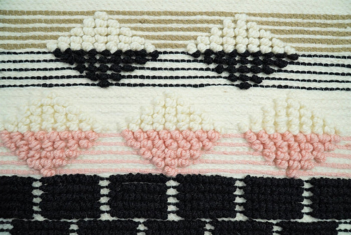 Hand Woven Wool Tapestry White, Blue and Pink Bohemian Modern Wall Hanging | WH13 - The Rug Decor