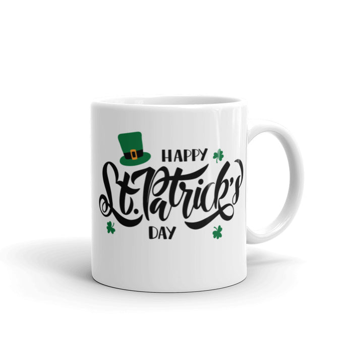 Happy St. Patrick's Day Ceramic Mug - Leprechaun Hat and Shamrock