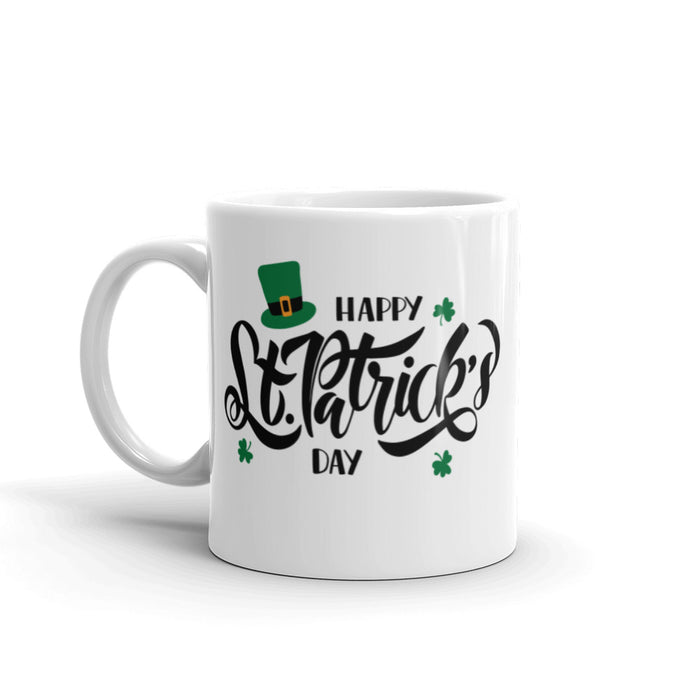 Happy St. Patrick's Day Ceramic Mug - Leprechaun Hat and Shamrock
