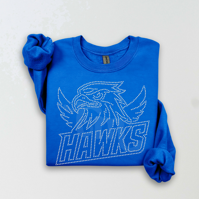 Hawks w/ Mascot Name RHINESTONE TRANSFER