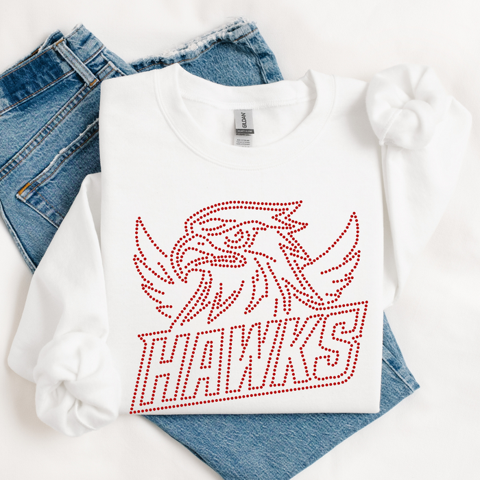 Hawks w/ Mascot Name RHINESTONE TRANSFER