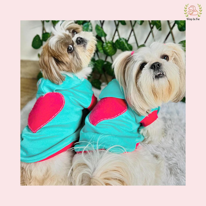 Heart Print Dog Sweatshirt – Cozy & Cute Winter Hoodie for Pets