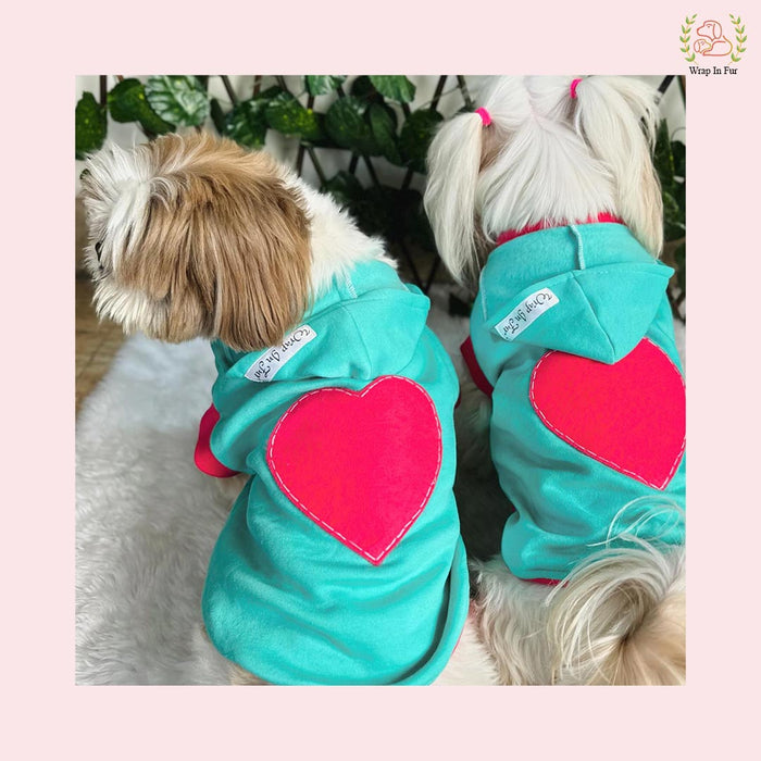 Heart Print Dog Sweatshirt – Cozy & Cute Winter Hoodie for Pets