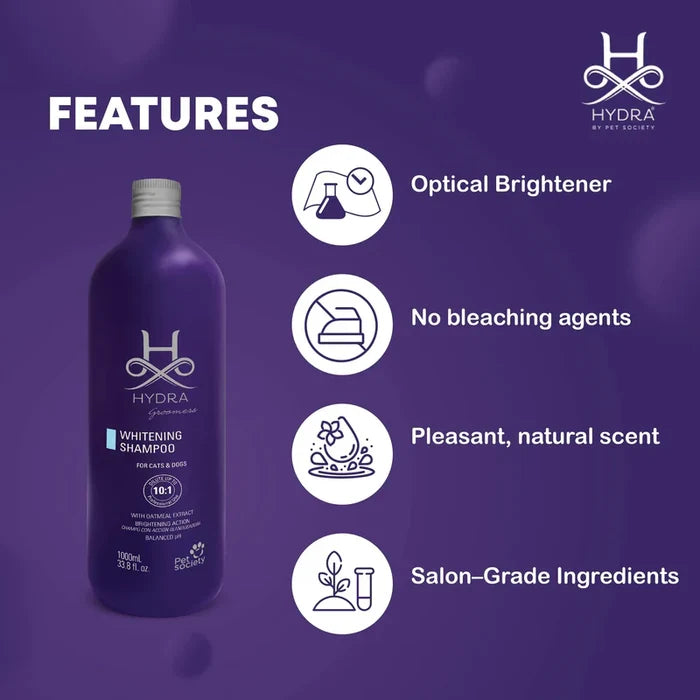 Hydra Groomers Whitening Shampoo for Dogs & Cats 1L | Coat Brightener