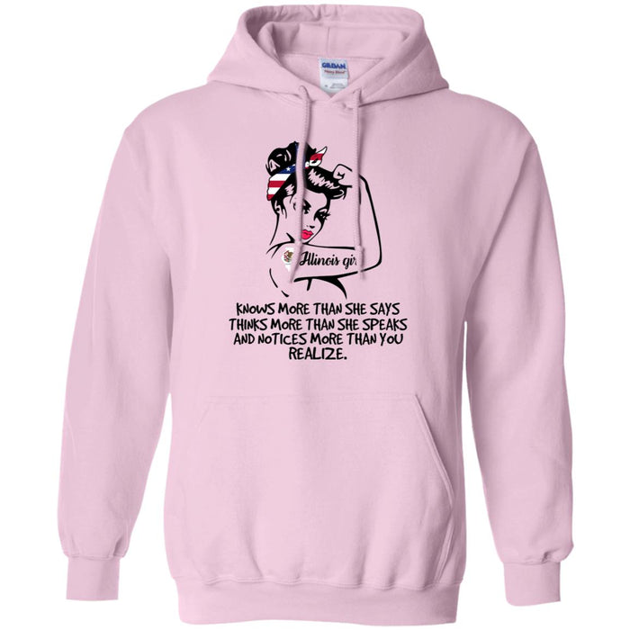 Illinois Girl Knows More Than She Says Hoodie - Hoodie Teezalo