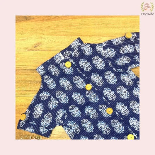 Indigo Blue Block Print Dog Kurta - Traditional Indian Pet Ethnic Wear