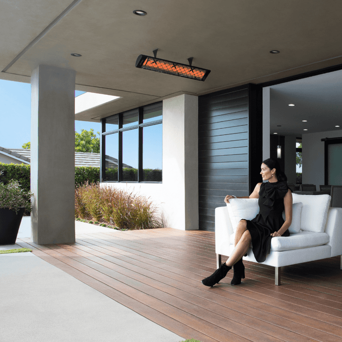 Infratech heater with traditional motif kit in patio - installation view