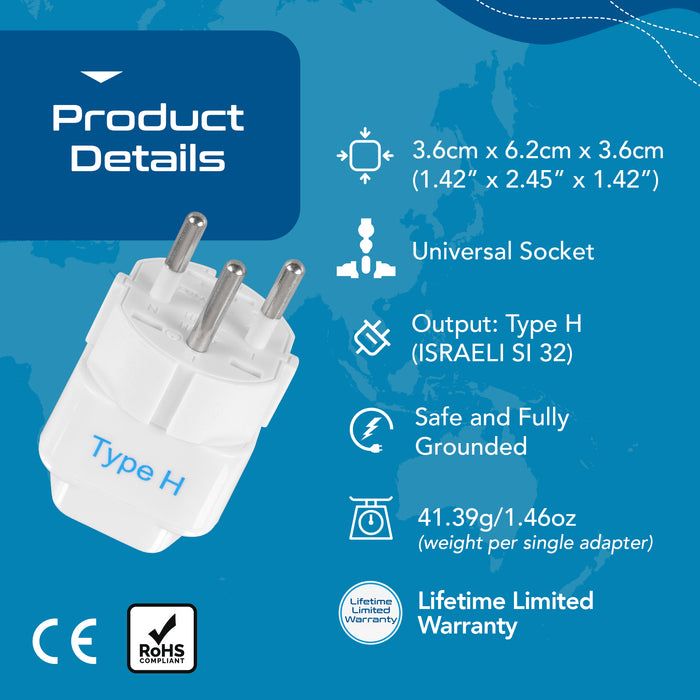 Israel Travel Adapter - Type H - 3 Pack (GP-14)