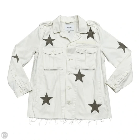 Jacket Denim By Pistola In White Denim, Size: S