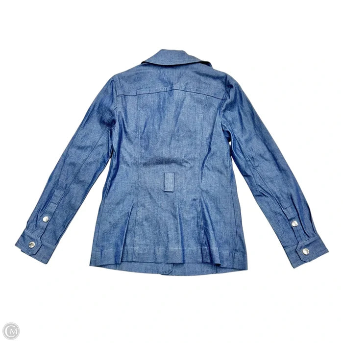 Jacket Designer By Coach In Blue Denim, Size: Xs