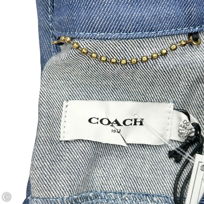Jacket Designer By Coach In Blue Denim, Size: Xs