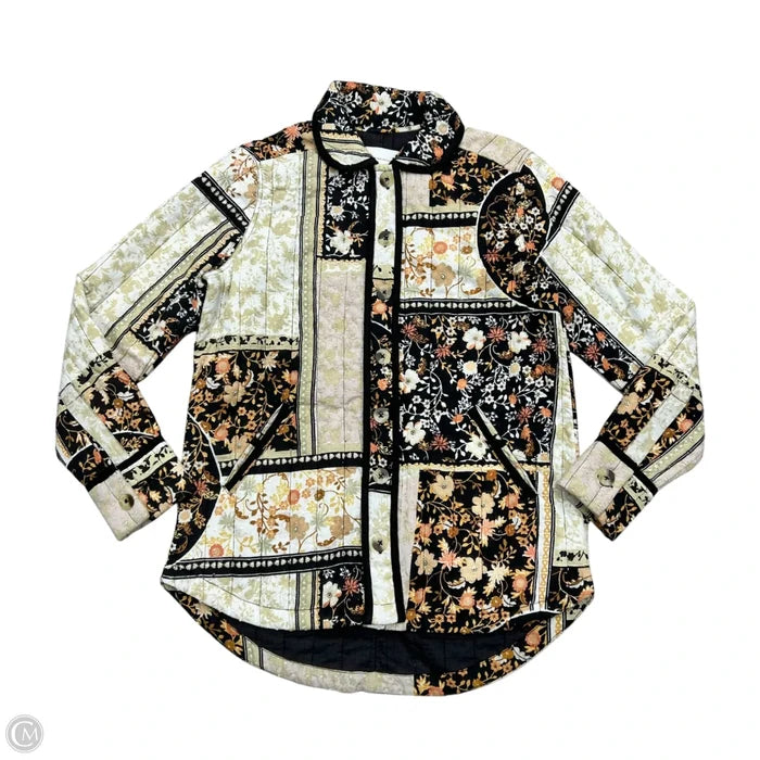 Jacket Shirt By Anthropologie In Black & Cream, Size: Xs