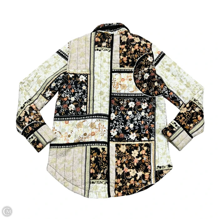 Jacket Shirt By Anthropologie In Black & Cream, Size: Xs