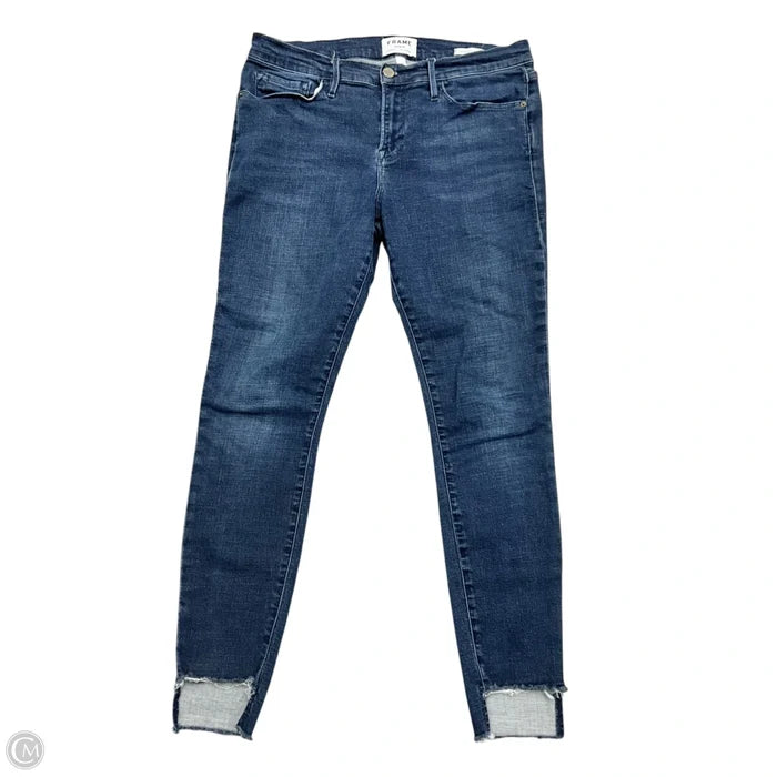 Jeans Skinny By Frame In Blue Denim, Size: 12