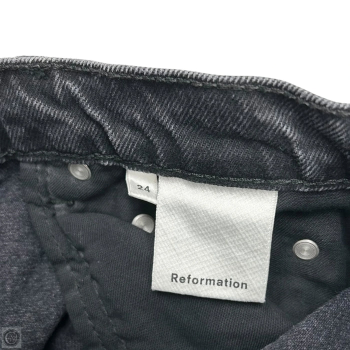 Jeans Straight By Reformation In Black Denim, Size: 0