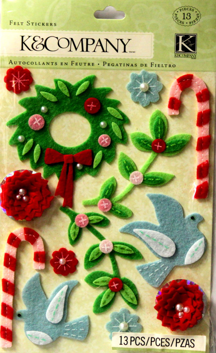 K & Company Mod Holiday Felt Stickers - SCRAPBOOKFARE