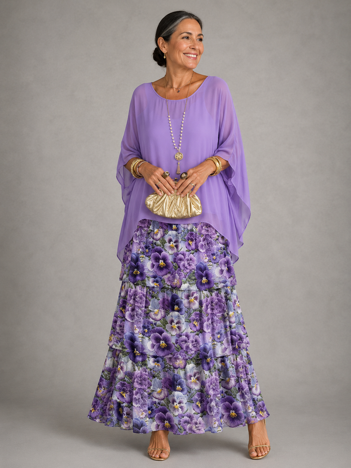 Purple with flowers / S