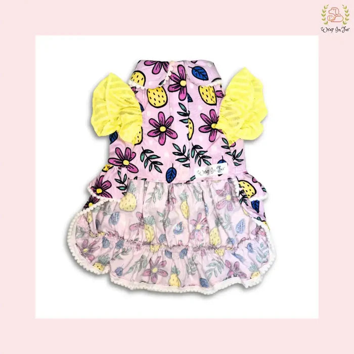 Lavender Floral Dog Princess Dress - Pineapple Print Ruffle Frock