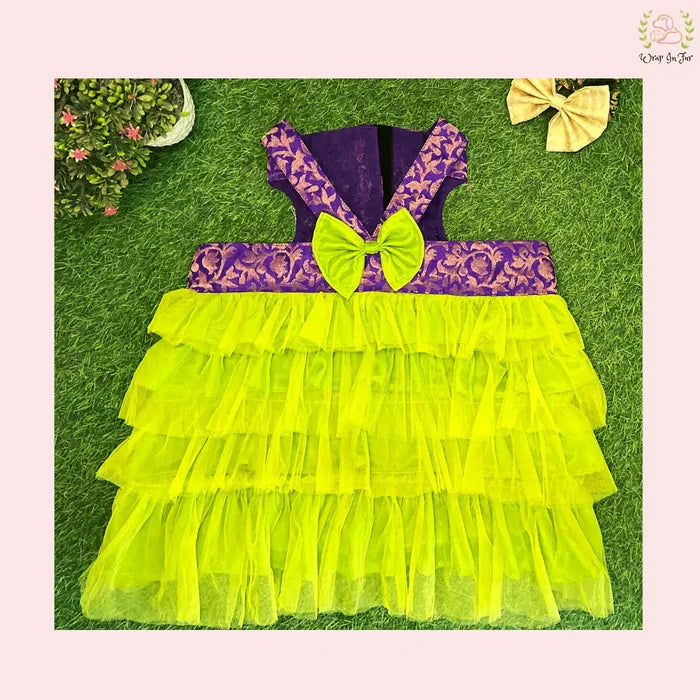 Luxury Dog Bridal Dress: Layered Neon Tulle and Brocade Party Gown
