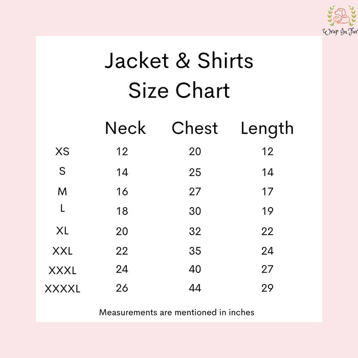 size chart dog dres