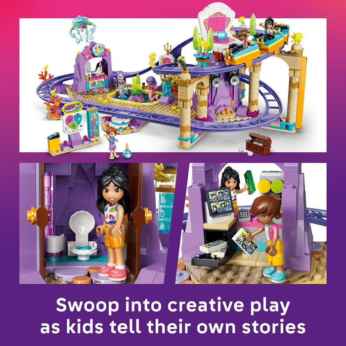 Toy set with a purple and pink design, featuring characters and elements on a white background.
