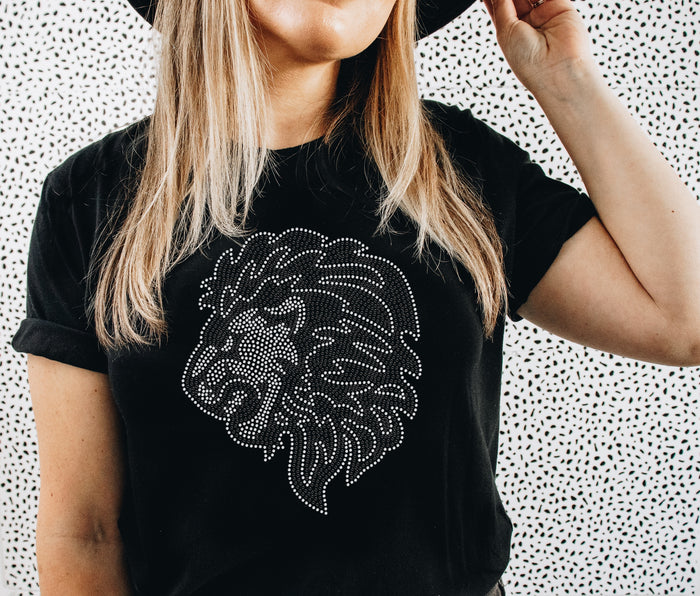 Lion Head Mascot RHINESTONE TRANSFER