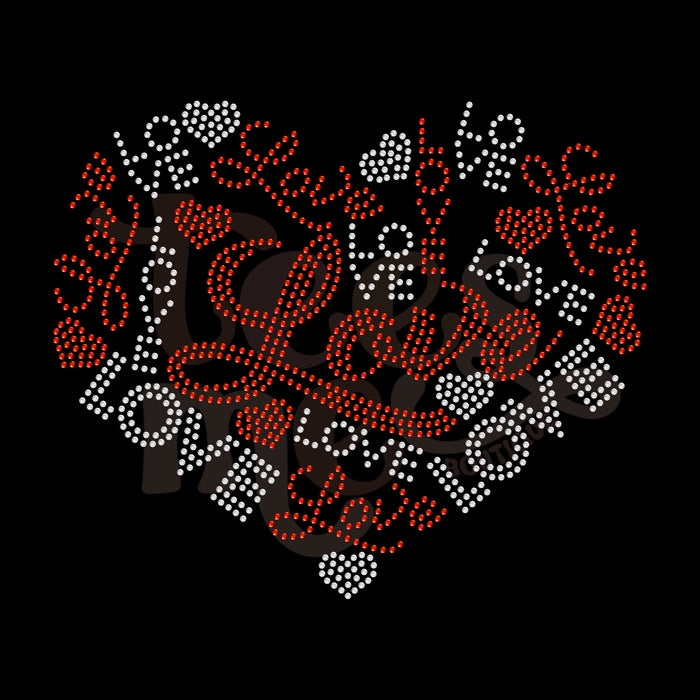 Love Heart 2 Color RHINESTONE TRANSFER