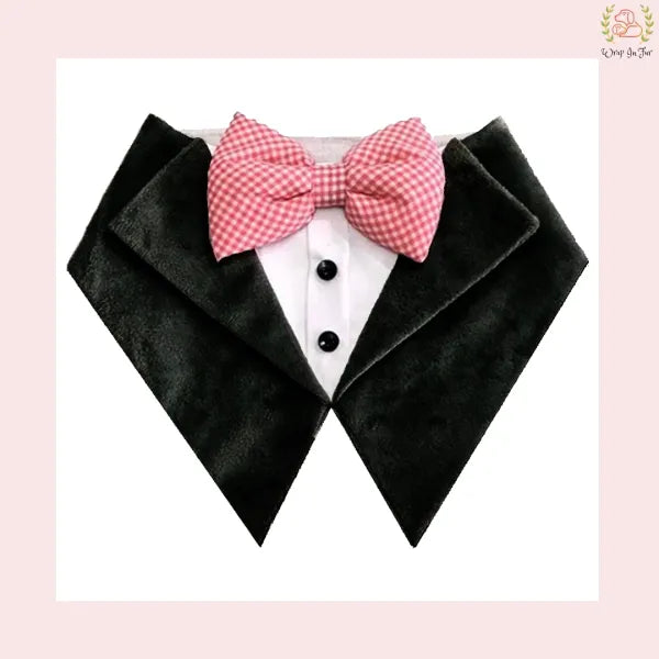 Luxury Black Velvet Tuxedo Style Dog Bandana - Wedding Accessory