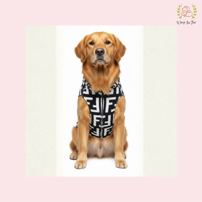Luxury Black & White Dog Winter Hoodie – Cozy Fleece Winter Wear