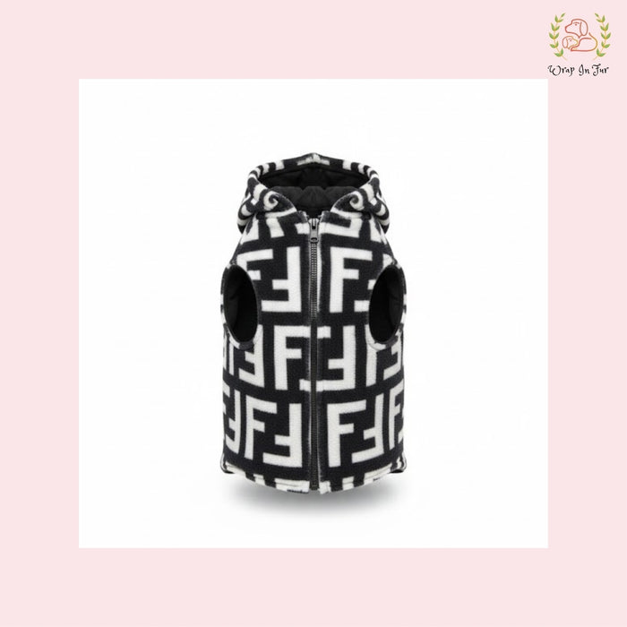 Luxury Black & White Dog Winter Hoodie – Cozy Fleece Winter Wear