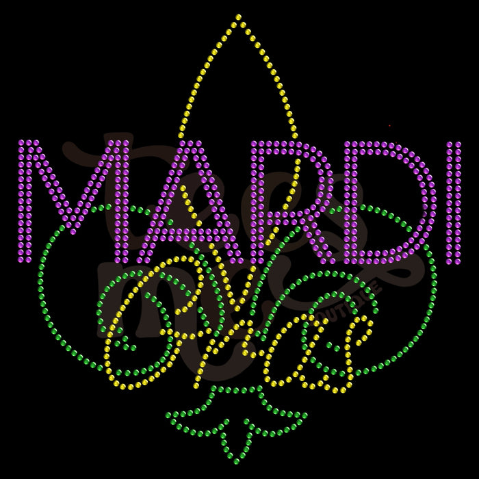 Mardi Gras Fleur De Lis ss16 RHINESTONE TRANSFER
