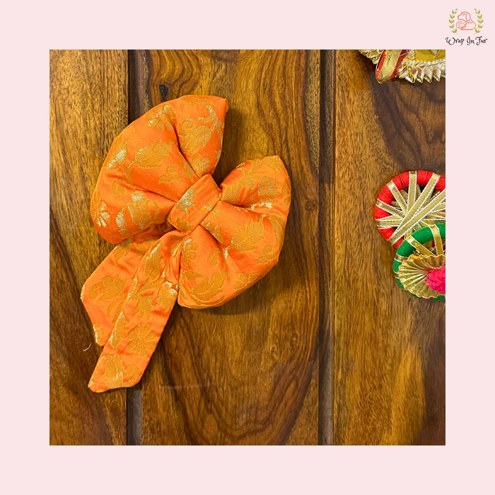 Marigold Orange Silk Dog Bow