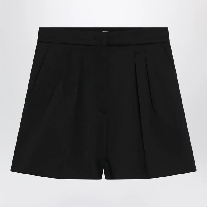 Max Mara - Black stretch cotton satin shorts Brand Shorts 42  IT