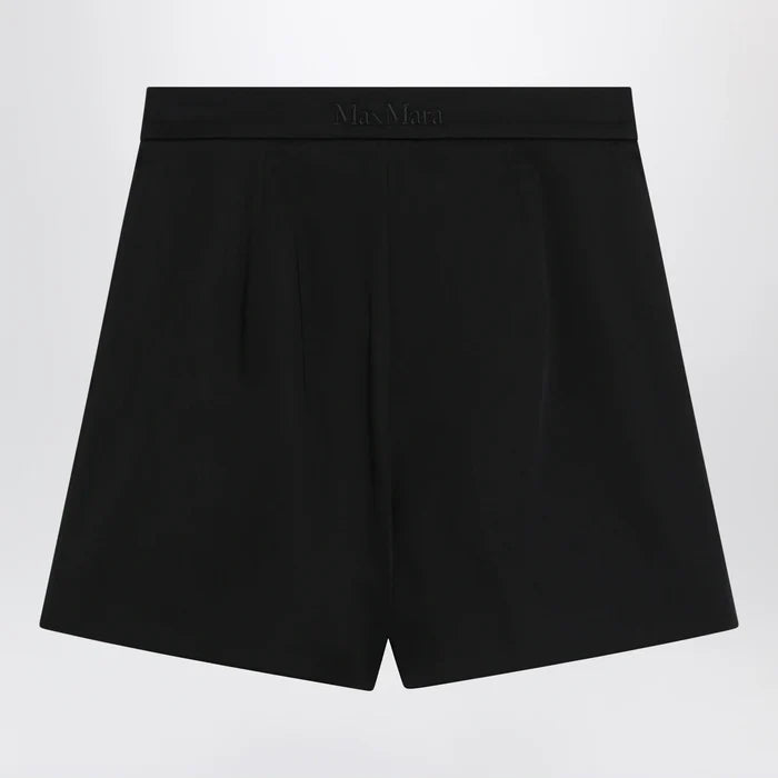 Max Mara - Black stretch cotton satin shorts Brand Shorts
