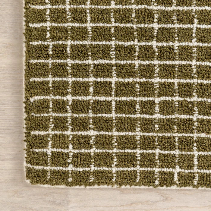 Melrose Checked Wool Area Rug (Moss)