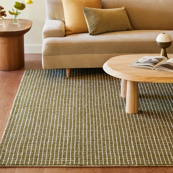 Melrose Checked Wool Area Rug (Moss)