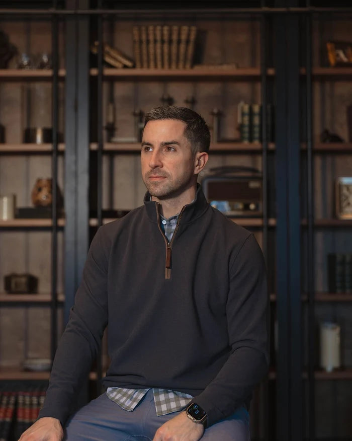 Men's Waffle 1/4 Zip Pullover Charcoal