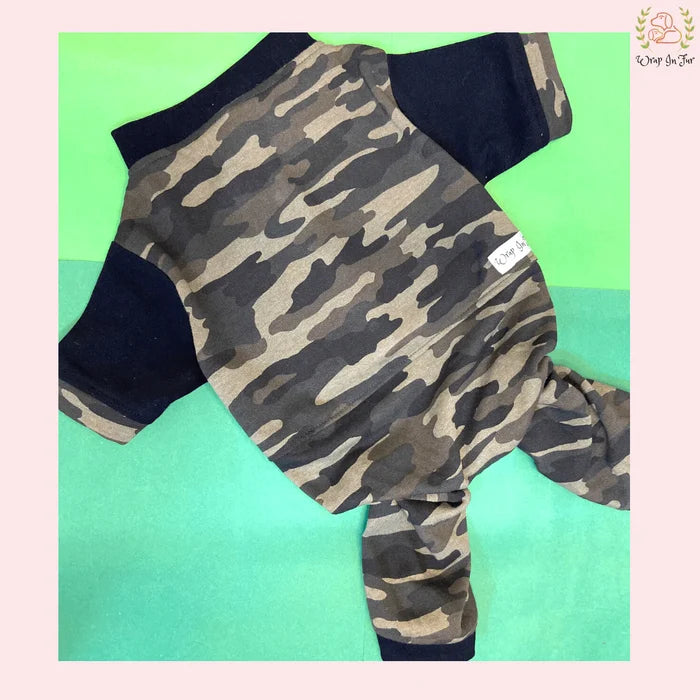 Military Print Dog Jumpsuit – Soft, Warm & Winter-Ready