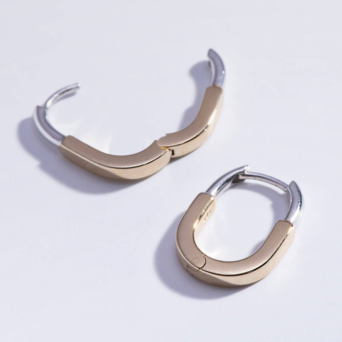 Mixed Metal Huggie Hoops