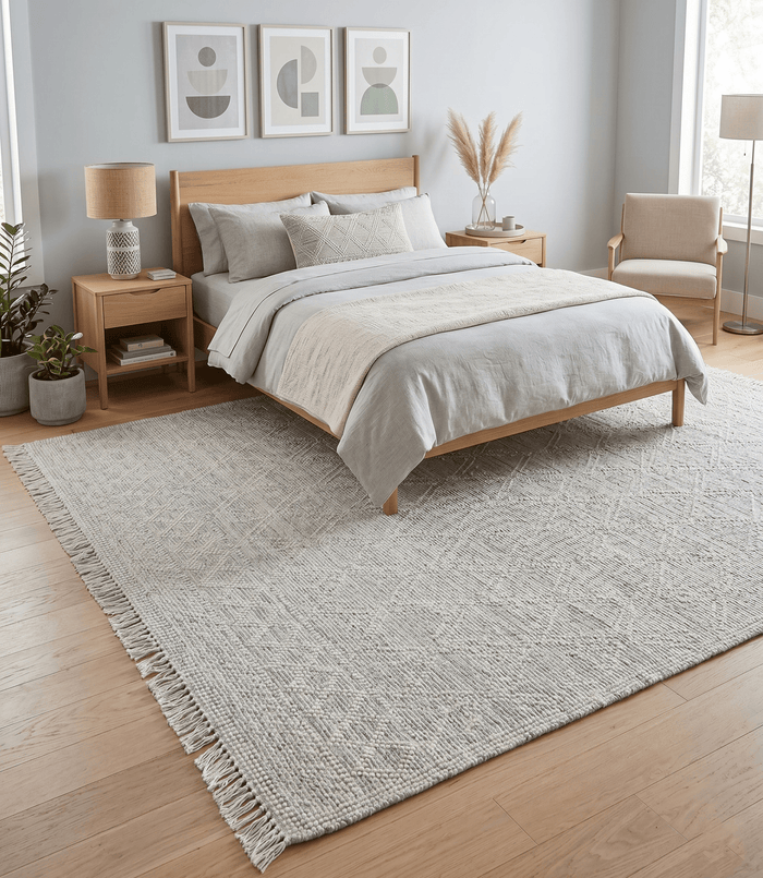 Modern Contemporary Hand Made White Wool Area Rug - The Rug Decor