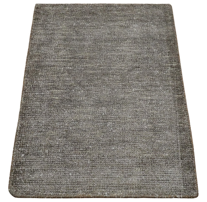 Solid 2x3 Brown Hand Knotted Entryway Silk Area Rug | TRD29784 - The Rug Decor