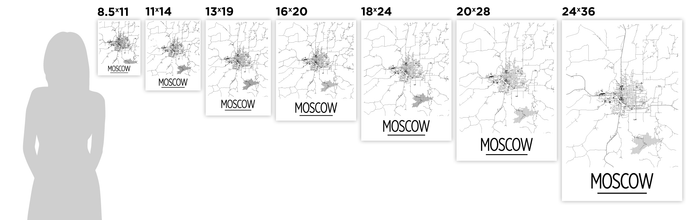 Moscow ID Map Poster - Idaho Map Print - Art Deco Series