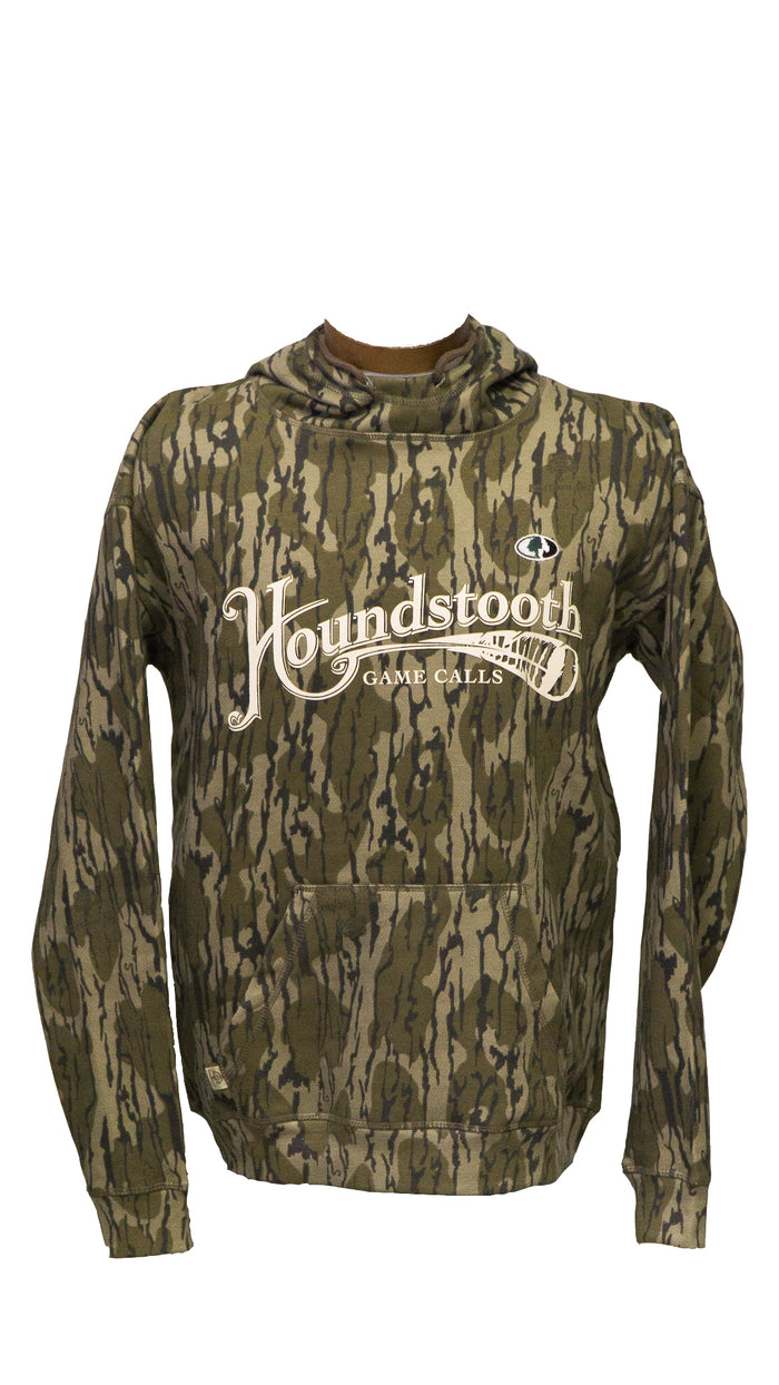 A camouflage hoodie with the 'Houndstooth' brand logo in white text on the front.