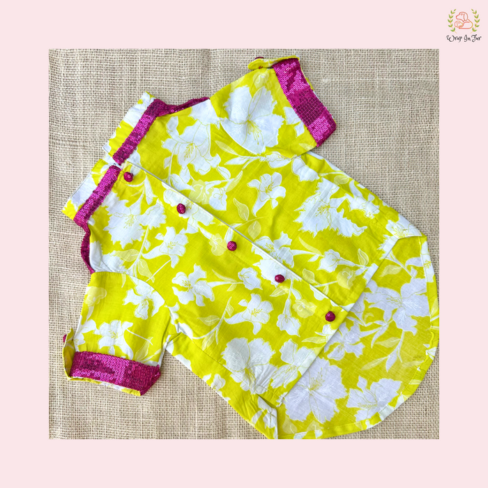 Neon Lime Pathani Dog Kurta Shirt - Modern Indian Dog Ethnic Wear