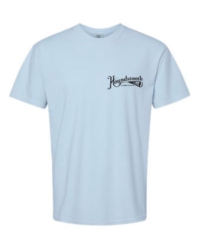 Light blue t-shirt with a logo on a white background
