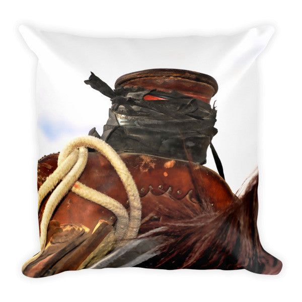 Open Range Roping Saddle Throw Pillow